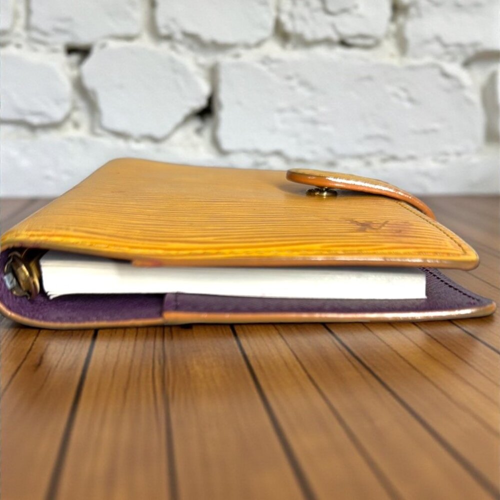 Louis Vuitton EPI Small Ring Agenda Cover COA Yellow EPI and Purple Interior - Picture 5 of 14